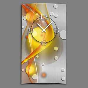 Abstrakt gelb orange hochkant Designer Wanduhr modernes Wanduhren Design leise kein ticken dixtime 3D-0049  | Modern  | Gelb  | Orange  | geräuschlose Wanduhr